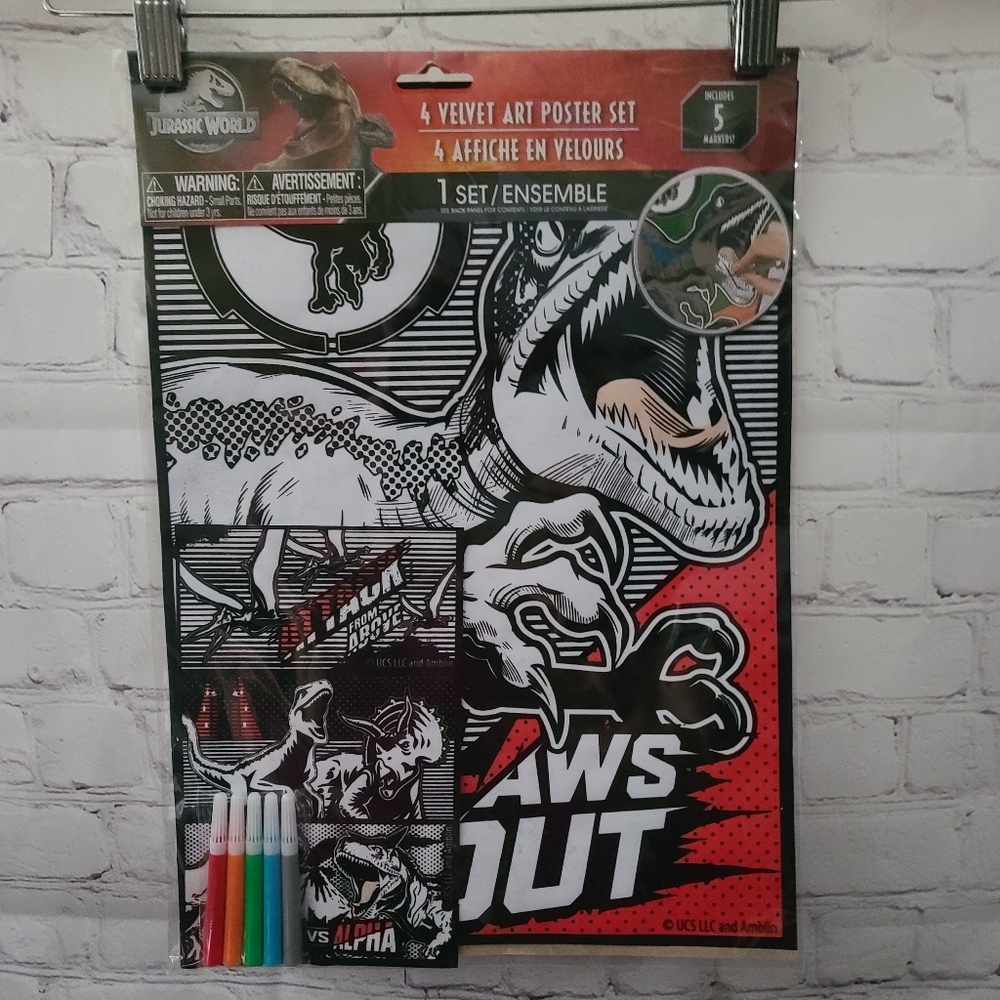 Jurassic World. 4 Velvet Art Poster Set.